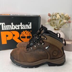 Timberland PRO Flume Waterproof Work Boot Steel Safety Toe Brown Men 9.5M